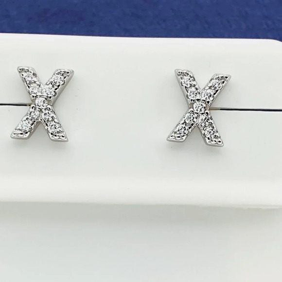 "#925 Sterling Silver CZ Stud Earrings for Women/Girl, US925P1084 - Picture 1 of 7